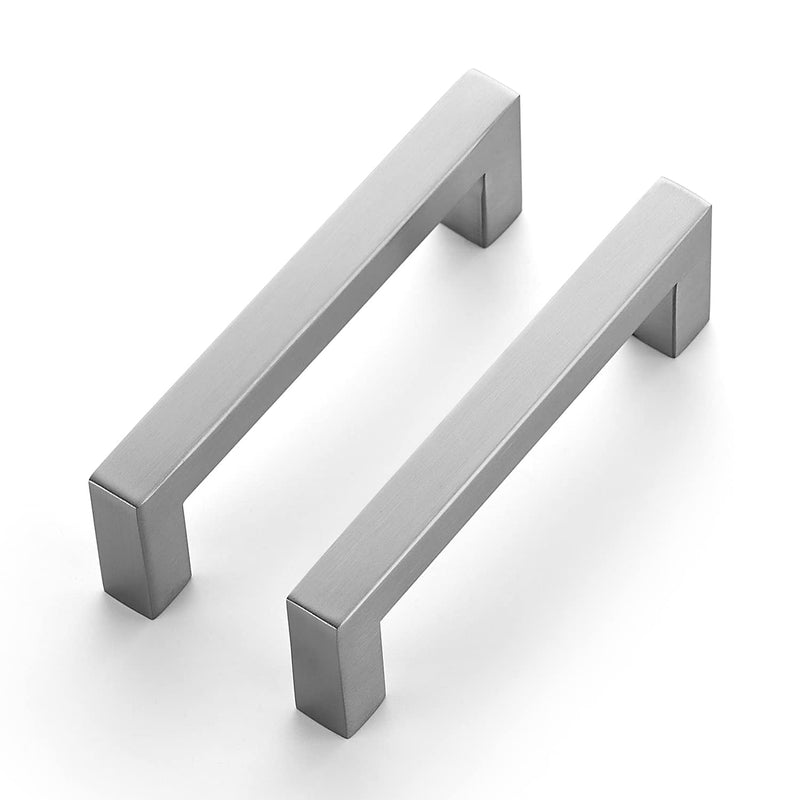 Ravinte 10 Pack 4 Inch Kitchen Square Cabinet Handles Satin Nickel Cabinet Pulls Brushed Nickel Drawer Pulls Kitchen Cabinet Hardware Kitchen Handles 4 Inch Hole Center