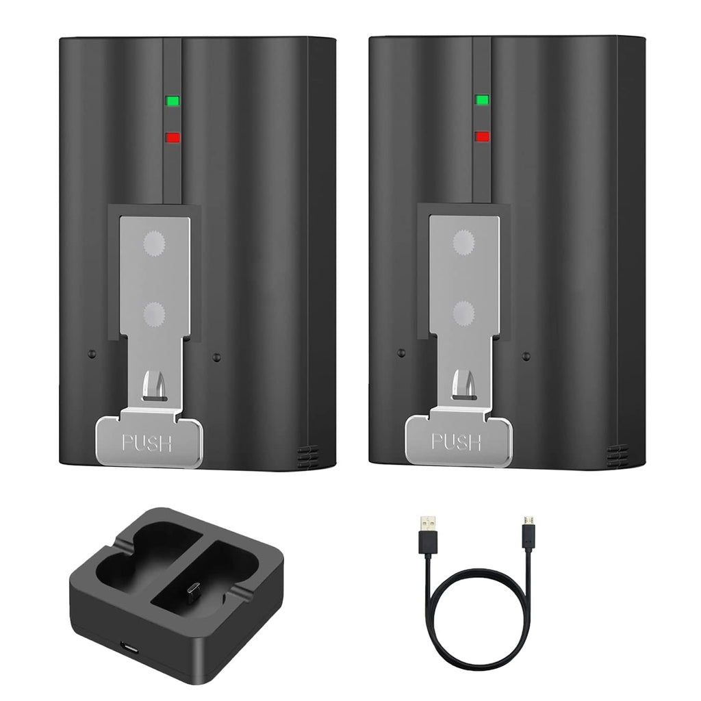 2 Packs Rechargeable 3.65V Lithium-Ion Battery & USB Charging Station Compatible with Ring, for Video Doorbell 2/3 /4 and Spotlight Cam Battery 6040mAh (2pack+Charger) 2pack+charger