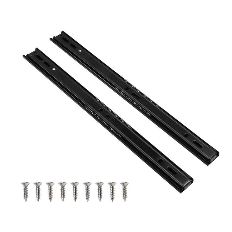 Yinpecly Metal Ball Bearing Side Mount Drawer Slides 12" Length Cold Rolled Steel for Furniture Drawers 2 Fold Drawer Ball Bearing Slide Track Rail 55 LB Bearing Capacity Side Mount Black 1Pair