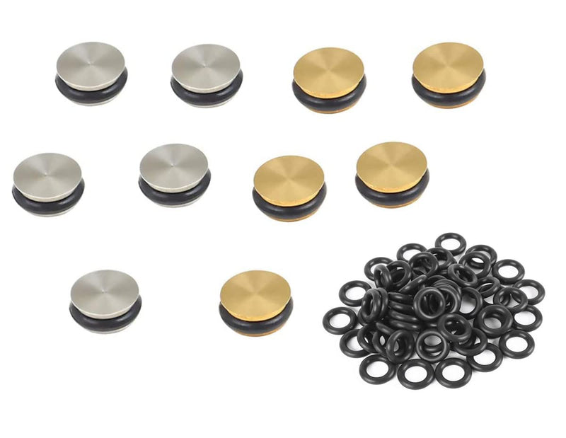 Jiayouy Pack of 10 Metal Flute Plugs Open Hole Flute Key Cover with 60pcs Rubber Grommet Washer Flutes Repair Parts Accessories 7mm X 3mm Flute Plugs+Gaskets