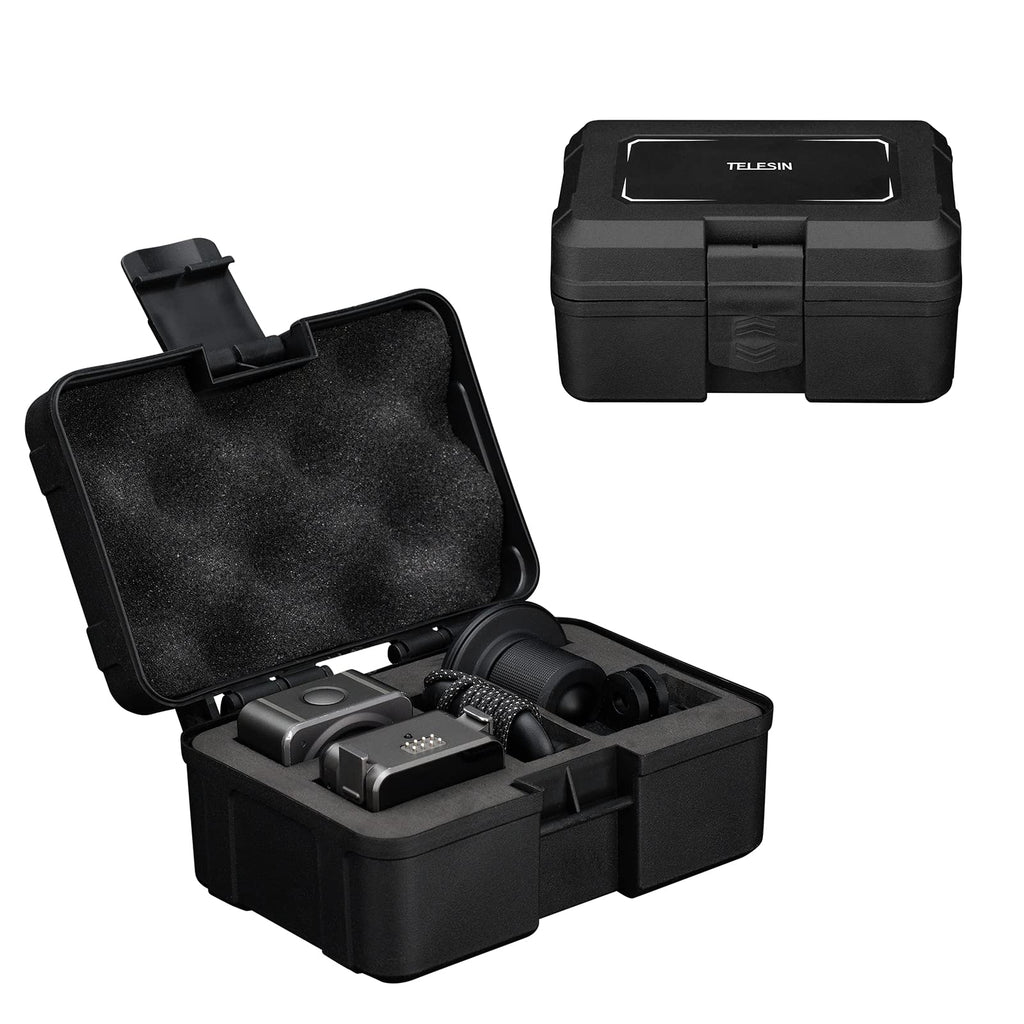 TELESIN DJI Action 2 Case Small Carry Case, Portable Waterproof Storage Hard Carrying Case Protective Case Hard Shell Travel Bag for DJI Action 2 Dual Screen Combo Power Combo Lens Module Accessories