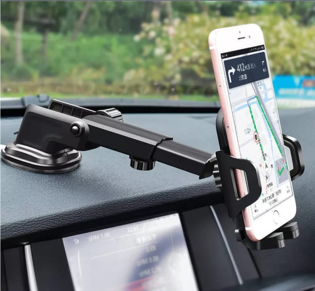 Universal Car Dashboard Mount, Cellphone Holder, Hands Free, 360° Degree Rotation, ABS + Silicone, One Handed Operation