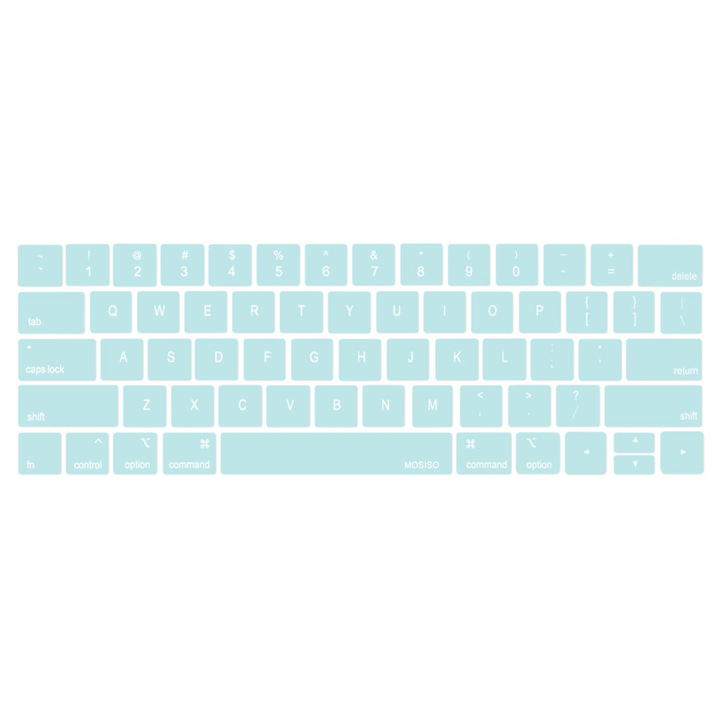 MOSISO Keyboard Cover Compatible with MacBook Pro with Touch Bar 13 and 15 inch 2019 2018 2017 2016 (Model: A2159, A1989, A1990, A1706, A1707), Silicone Skin Protector, Water Cyan