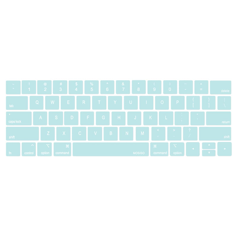 MOSISO Keyboard Cover Compatible with MacBook Pro with Touch Bar 13 and 15 inch 2019 2018 2017 2016 (Model: A2159, A1989, A1990, A1706, A1707), Silicone Skin Protector, Water Cyan