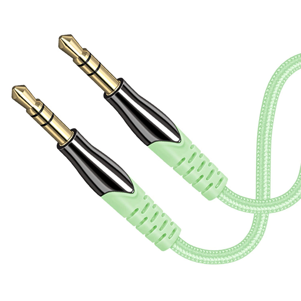 WFVODVER 3.5mm AUX Audio Cable Male to Male 9.8FT/3M Nylon Braided Stereo Jack Cable for iPhone, iPod, iPad,Android Samsung Smartphones, Tablets, Sound Box,Car, MP3 Players and More (Green) Green