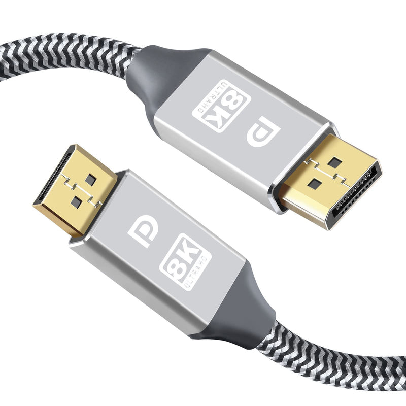 390HZ CUATU 10FT 3M Dp Displayport Cable 1.4 4K 144Hz, 2K 240HZ 280Hz to Display Port Cable 6Ft 8K UHD TV,PC Gaming Monitor VESA E-Sports HDR 10 32.4GB HDCP2.2 FREESYNC G-SYNC Expand (Silvery,10Ft)