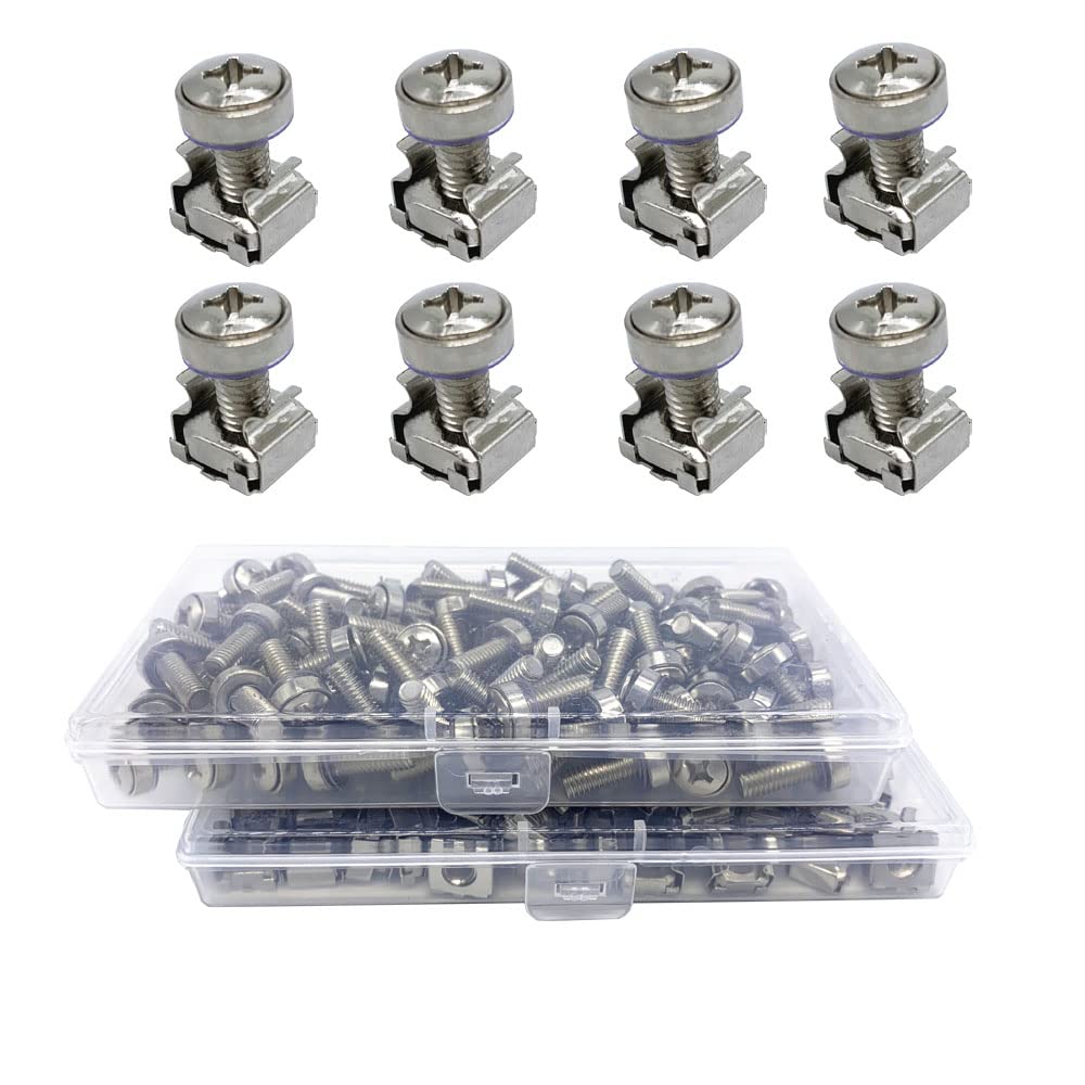 ANSTER 30 Sets M6 Cage Nuts and Screws Set, Square Hole Hardware Cage Nuts & Mounting Screws Washers for Server Rack and Cabinet (M6 X 20mm)(Screw+Washer+cage nut)