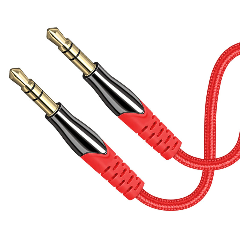 WFVODVER 3.5mm AUX Audio Cable Male to Male 9.8FT/3M Nylon Braided Stereo Jack Cable for iPhone, iPod, iPad,Android Samsung Smartphones, Tablets, Sound Box,Car, MP3 Players and More (Red) Red