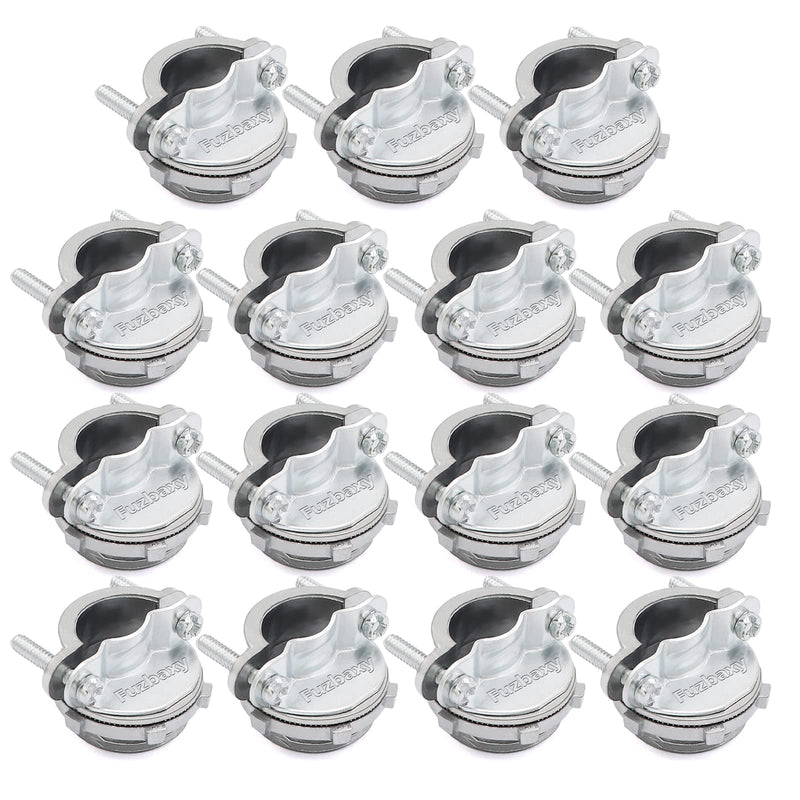 15Pack 1/2" NM Clamp Type Cable Connectors for Metallic Conduit Protect Cables Silver-Zinc 1/2"-15pack