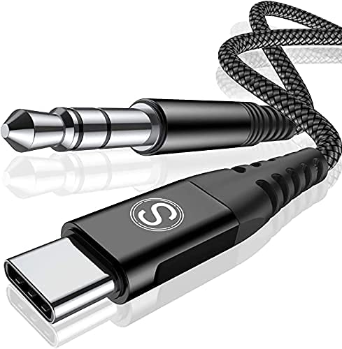 USB C to 3.5mm Audio Aux Jack Cable 4ft,Sweguard Type C Adapter to 3.5mm Headphone Car Stereo Aux Cord for Samsung Galaxy S22 Ultra S21 S20+ Note 20 10+,Google Pixel,iPad Pro&More USB-C Devices-Black Black