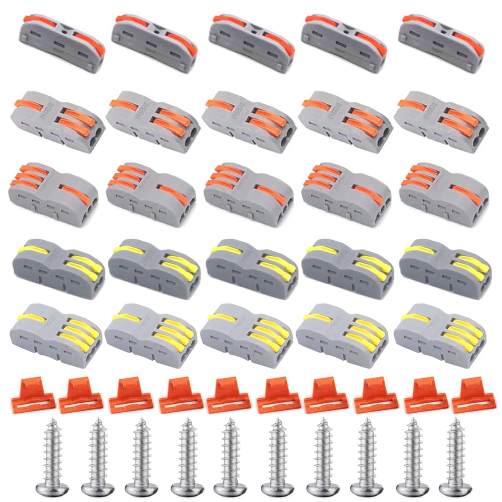 25 Pcs Lever Wire Connectors, Quick Wiring Cable Connector Push-in Conductor Terminal Block, Lever Connector, Wire Connectors, Quick Wiring Connector for Electrical Connectors Wire Terminals 25 PCS (As Picture)