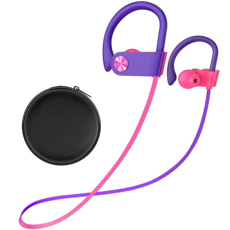 [AUSTRALIA] - Stiive Bluetooth Headphones, Wireless Sports Earbuds IPX7 Waterproof with Mic, Stereo Sweatproof in-Ear Earphones, Noise Cancelling Headsets for Gym Running Workout, 12 Hour Playtime - RedPurple 
