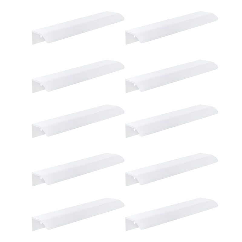 HONJIE 10Pcs 7.87" White Arc Surface Pull,White Edge Pulls Furniture Drawer Handles Hidden Cabinet Handle,Hole Dia.6.3"/160mm L 7.87"/200mm 10P