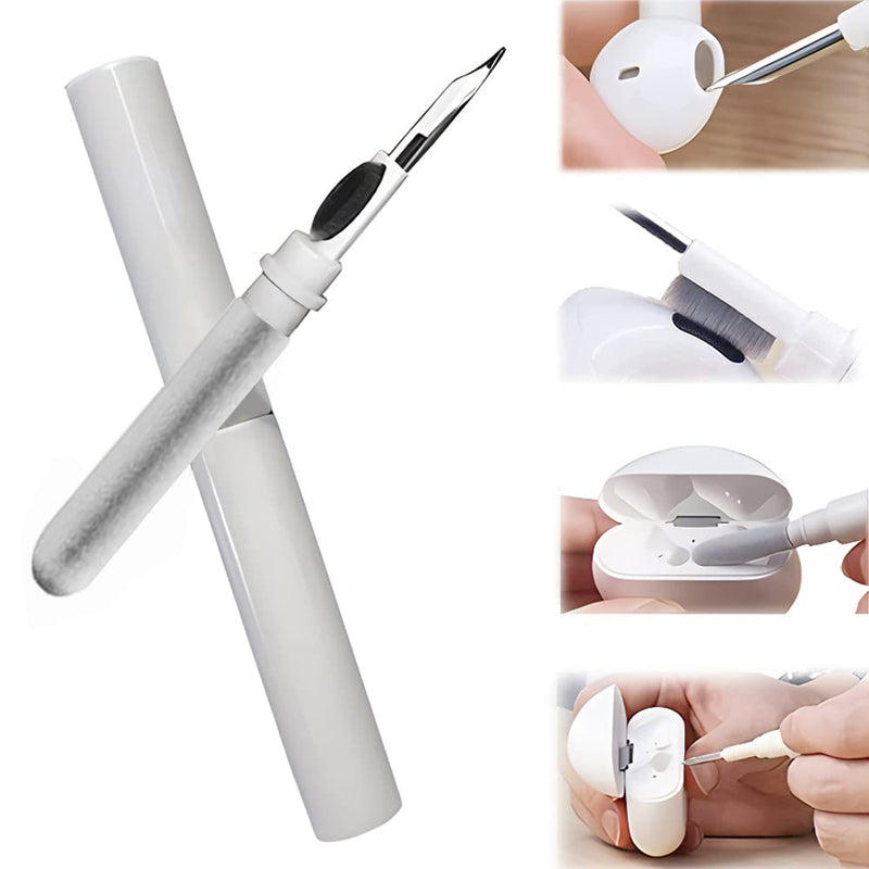 Bluetooth Earbuds Cleaning Pen, Multifunction Airpod Cleaner Kit with Soft Brush for Wireless Earphones Bluetooth Headphones Charging Box Accessories, Computer, Camera and Mobile Phone (White) White