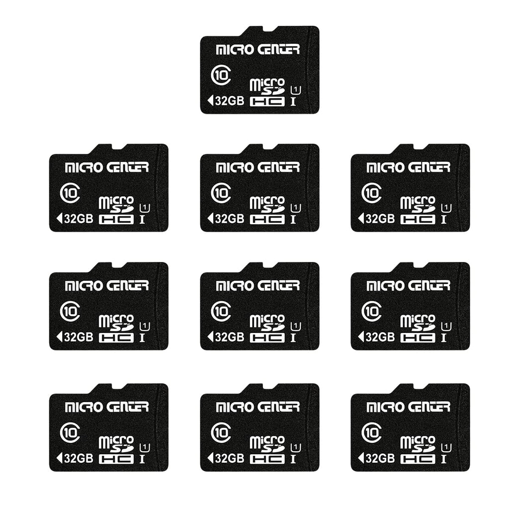 Micro Center 32GB Class 10 Micro SDHC Flash Memory Card 10 Pack with Adapter for Mobile Device Storage Phone, Tablet, Drone & Full HD Video Recording - 80MB/s UHS-I, C10, U1 (10 Pack) 32GB - 10 pack