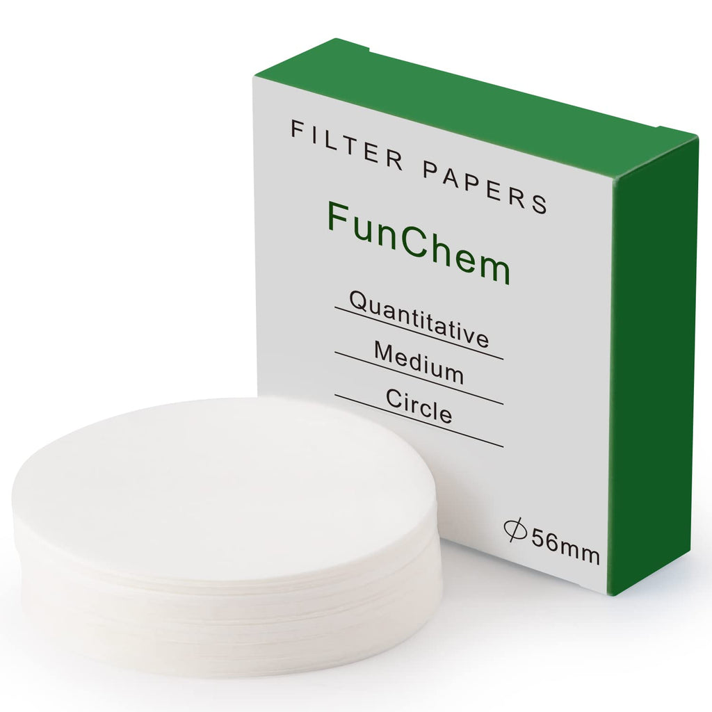 db11 FunChem Quantitative Filter Paper Circles, 56 mm Diameter Cellulose Lab Filter Paper, 20 Micron, Medium Filtration Speed, Pack of 100 56mm