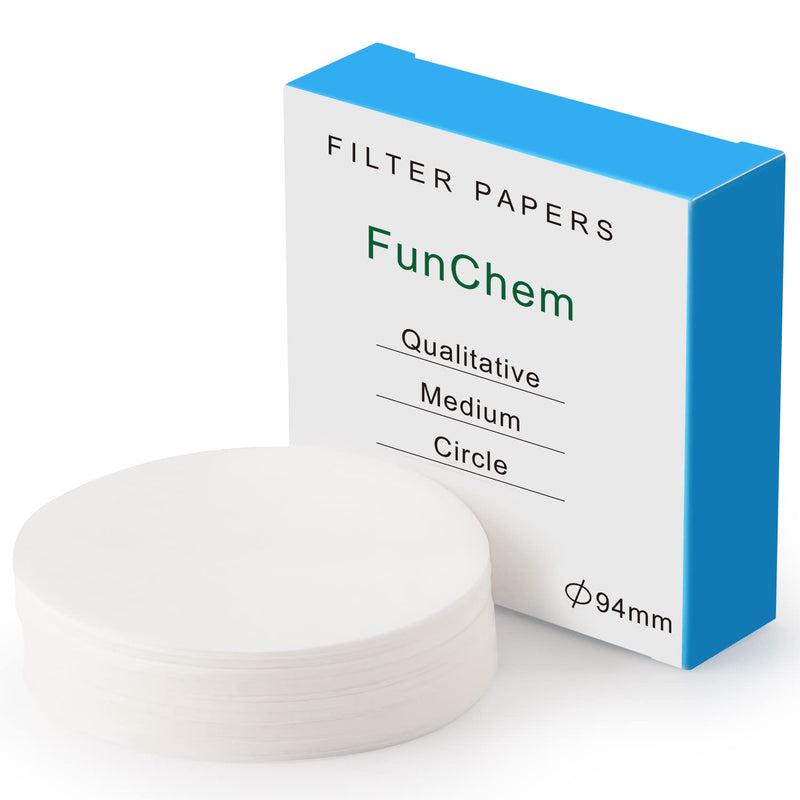 db11 FunChem Qualitative Filter Paper Circles,94 mm Diameter Cellulose Lab Filter Paper,20 Micron Particle Retention,Medium Flow Filtration Speed,Pack of 100 (94 mm),YQ-FilterPaper-DX-ALL 94 mm
