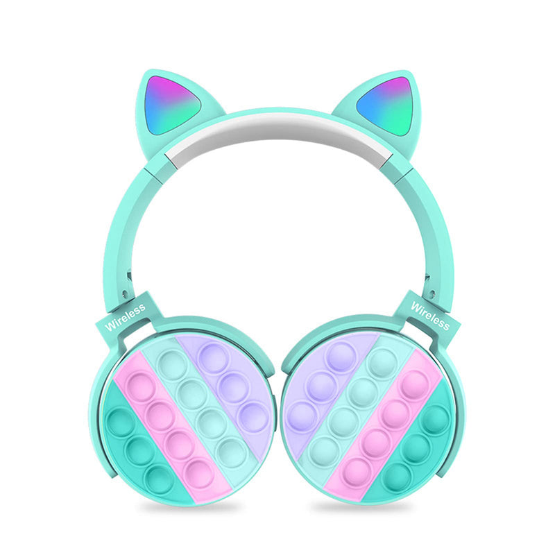 Rainbow Pop-On-It Bluetooth Headphones, Fidget Bluetooth Head-Mounted Stereo Headset, Wireless Headphones Noise Cancelling Headphones Over-Ear Headphones Gaming Headset for Kids Teens (Blue) Blue