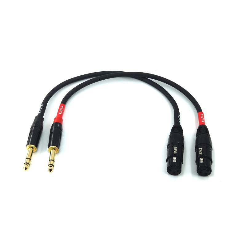 WJSTN XLR to 1/4 TRS Cable 6.35mm Dual Channel to 3-pin XLR （Female）, XLR to 1/4 Stereo Balanced Microphone Adapter 2Pack (1FT) 1FT