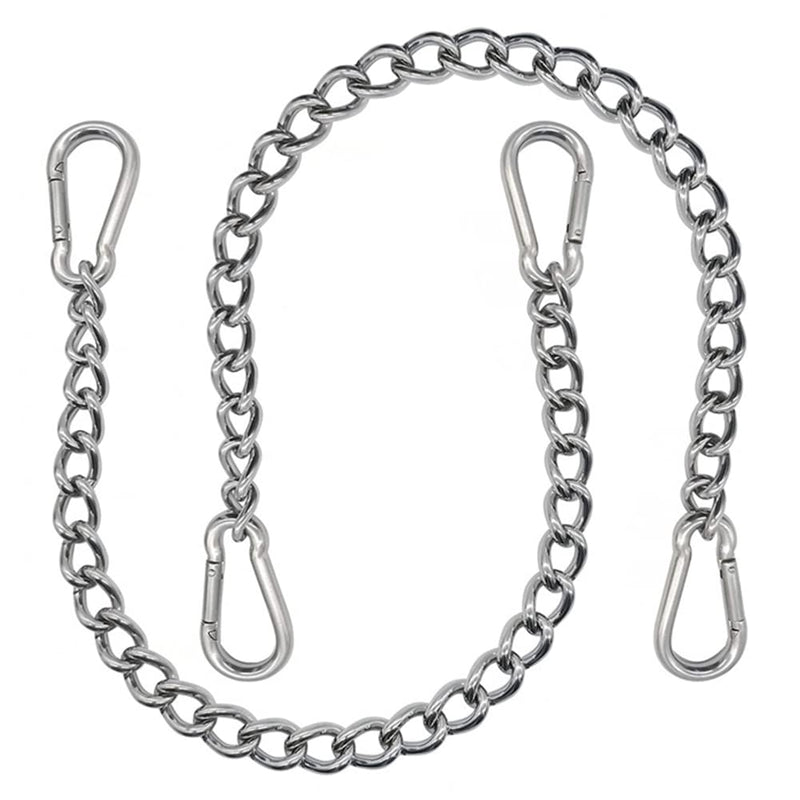 Uenede 2PCS 24" Length Stainless Steel Hanging Chair Chain with 4 Carabiners Load Bearing 400-800LB