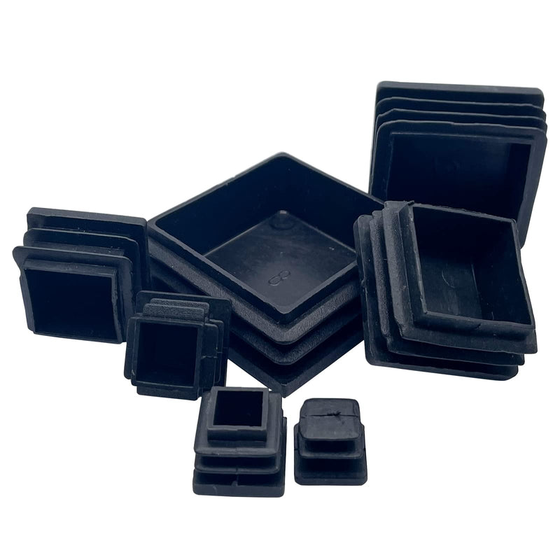 Mixed Sizes Square Plastic Plug Black Square Plastic Tubing Plug for Metal Tubing Post,Chairs and Furnitures(A Set of 112 in Total)