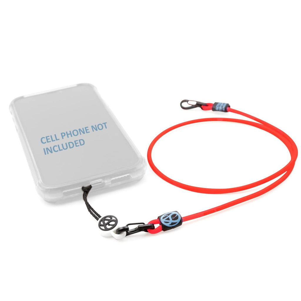 Action Sports Phone Anchor – Tough Outdoors Aussie Made Lanyard & Anti-Tangle Bungie Cord Leash Securely Tether Your Phone ProCam Keys Wallet (Red) Red