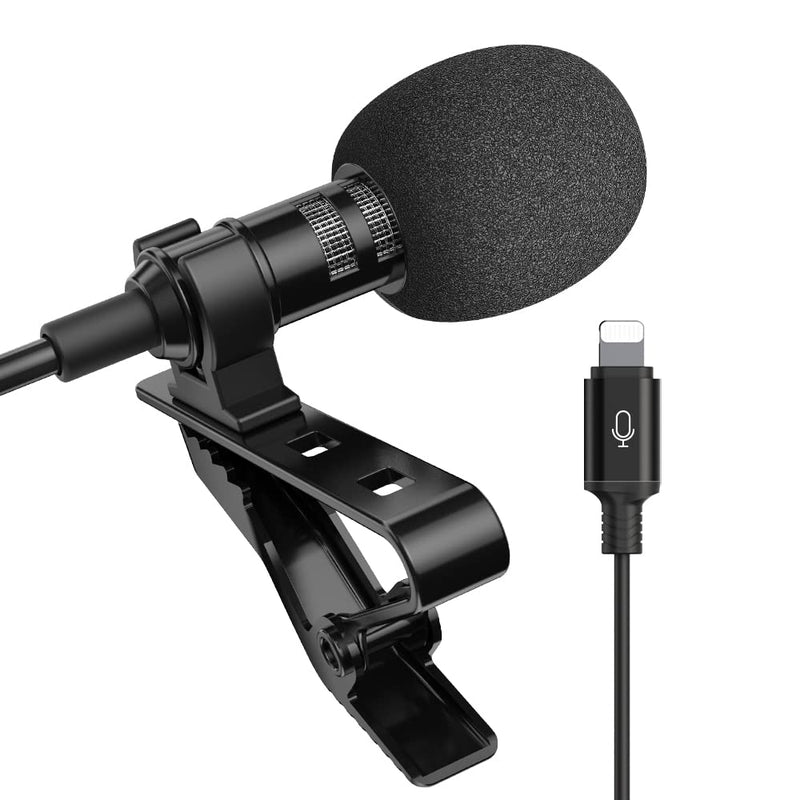 Microphone for iPhone Lavalier Lapel Mic Audio Video Recording Easy Clip-on Omnidirectional Condenser Lavalier Mic for YouTube, Interview, Tiktok for iPhone/iPad/iPod (6.6ft)