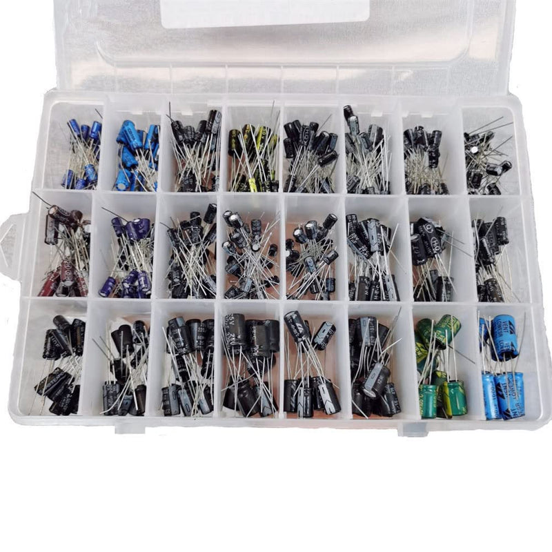 24 Values Aluminum Electrolytic Capacitors 500Pcs for DIY Range 0.1uF -1000uF