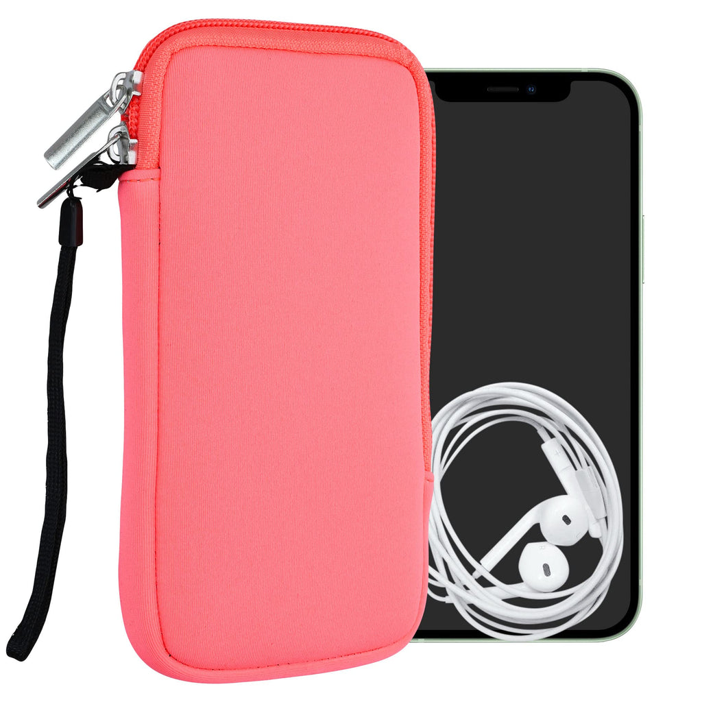 kwmobile Neoprene Phone Pouch Size XL - 6.7/6.8" - Universal Cell Sleeve Mobile Bag with Zipper, Wrist Strap - Pink XL - 6,7/6,8"