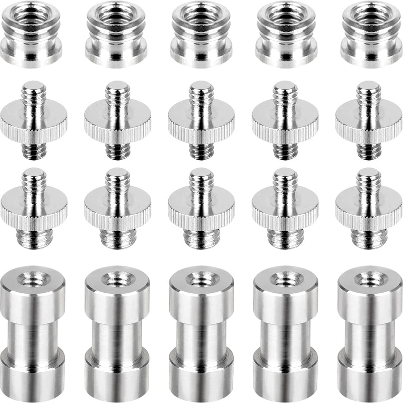 Camera Screw Set, 20PCS 1/4 to 1/4, 1/4 to 3/8 Screw Adapter Converter Threaded Screws Adapter Spigot Screw Mount Set Accessories for Camera Tripod Monopod Ballhead Flash Light Stand Shoulder Rig