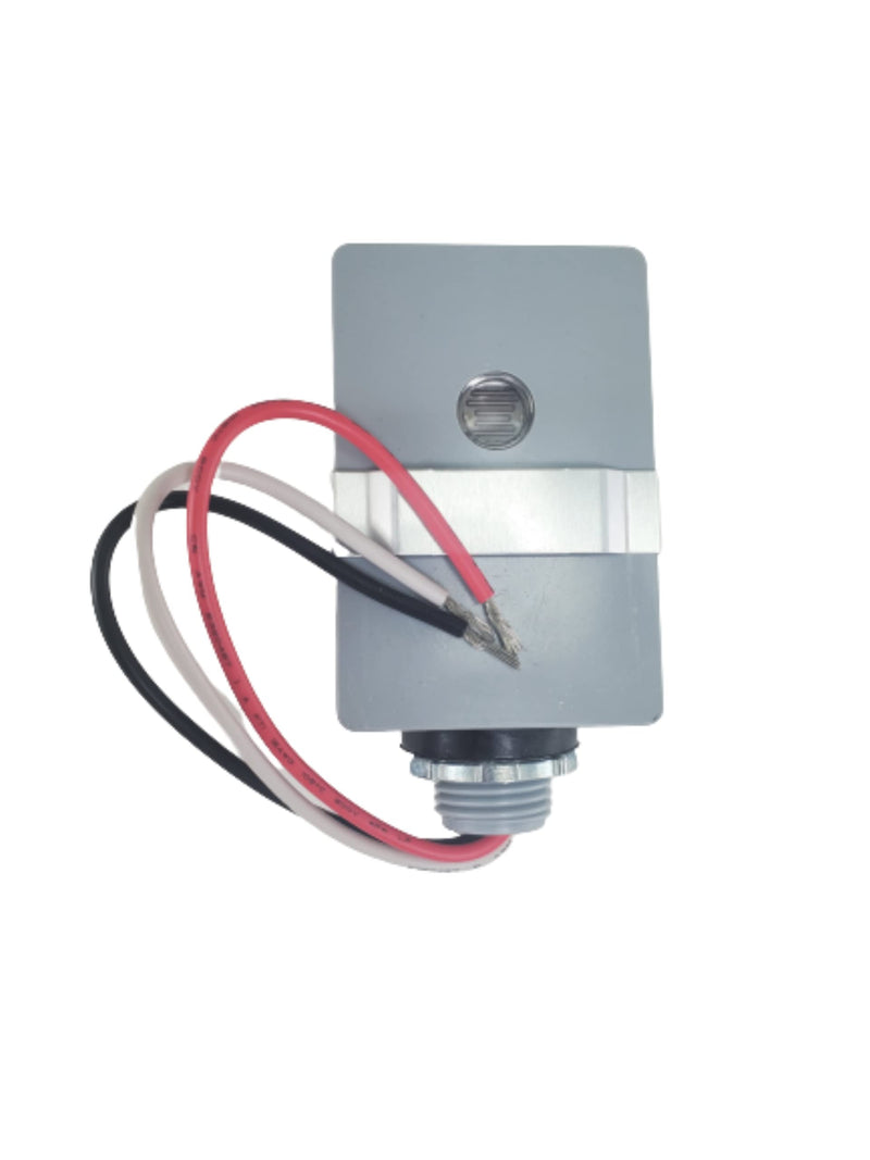 Outdoor Hardwired Stem Mount Light Control Sensor with Photocell and Slide Bar, Photocell Light Sensor for Outdoor Lighting Dusk to Dawn Sensor, Gray, EZ-351