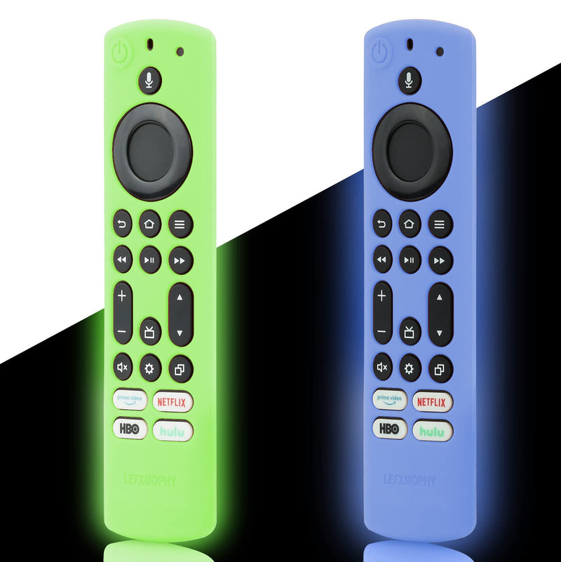 2-Pack Covers Replacement for Toshiba and Insignia NSRCFNA21 CT-RC1US-21 CT95018 CTRC1US21 Remote Case, Soft Green and Blue Silicone Cover Sleeve Accessories Glow in Dark - LEFXMOPHY Glow Green and Blue