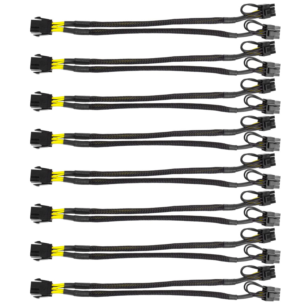 6-Pin PCIe to Dual 8-Pin PCI Express Power Adapter Cable, Braided Y-Splitter Extension Cable, 12 Inch PCI Express Power Cable for High-end Graphics Card GPU VGA PCIE Cable (8 Pack)