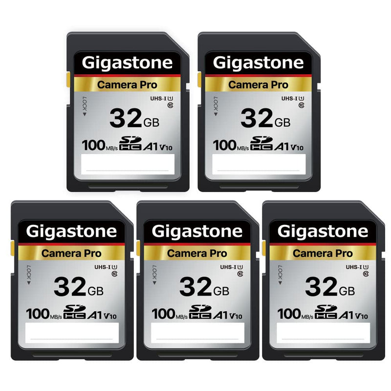 Gigastone 32GB 5-Pack SD Card V10 SDHC Memory Card High Speed Full HD Video Compatible with Canon Nikon Sony Pentax Kodak Olympus Panasonic Digital Camera SD 32GB V30 5PK