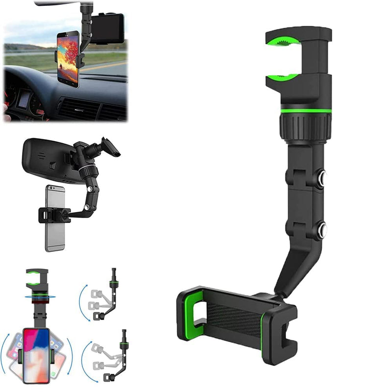 2022 New Version-Car Phone Holder Mount, Rearview Mirror Phone Holder for Car, 360°Rotatable and Retractable Car Phone Holder, Multifunctional Phone Mount for Car, for All Mobile Phones Green