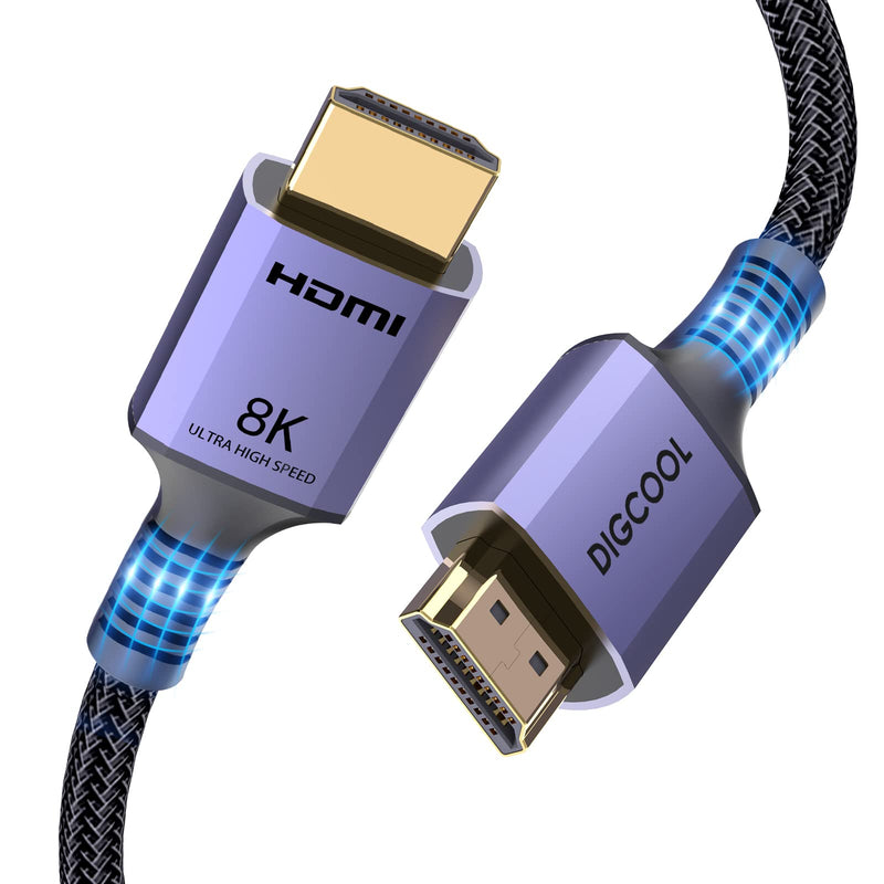 8K HDMI Cable 10FT/3M 48Gbps, DIGCOOL HDMI 2.1 Braided Nylon 144Hz RTX 3090 eARC HDR10 4:4:4, HDCP 2.2 2.3, Dolby, Dynamic HDR for Roku TV, Samsung QLED TV, HDTV, Blu-ray, Laptop, Monitor, PS5