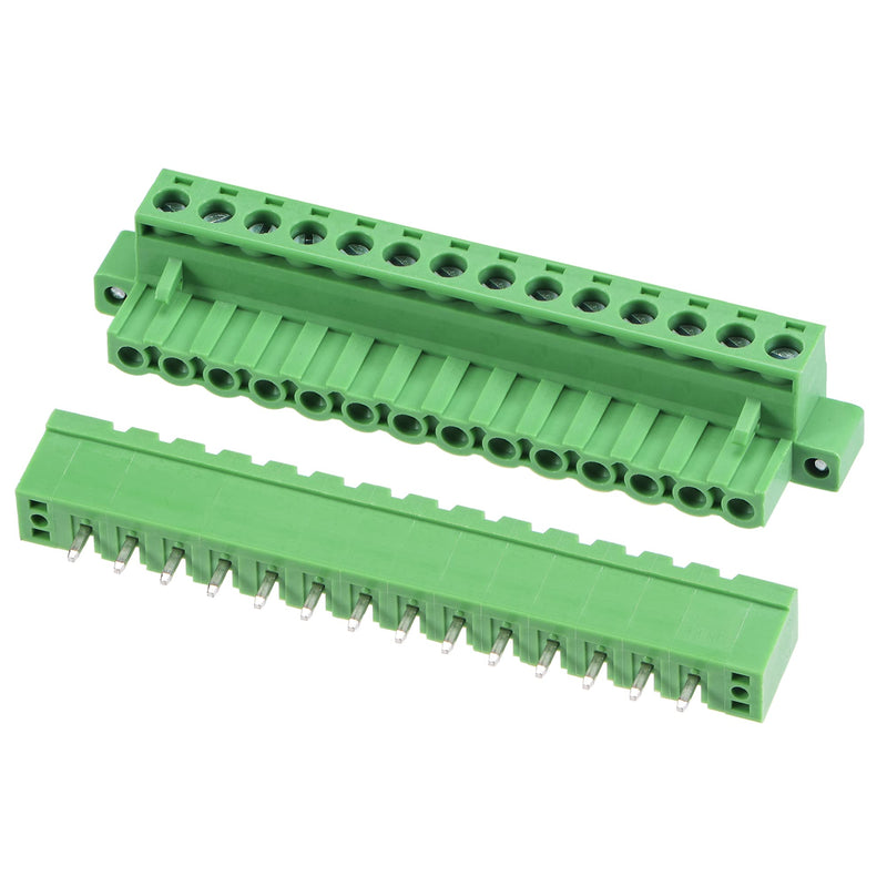 MECCANIXITY PCB Mount Screw Terminal Block 5.08mm Pitch 14 Pin 10A Straight Plug-in for Electrical, Instruments 5 Set