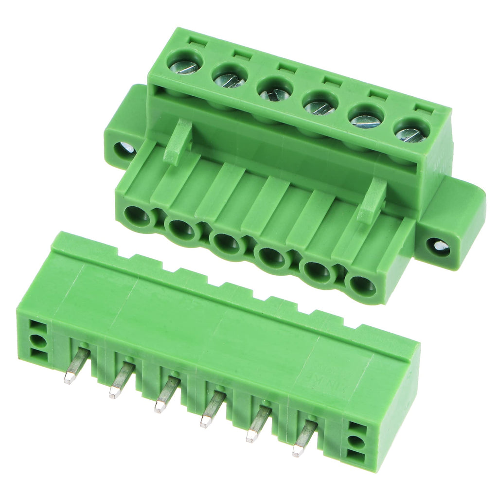 MECCANIXITY PCB Mount Screw Terminal Block 5.08mm Pitch 6 Pin 10A Straight Plug-in for Electrical, Instruments 10 Set