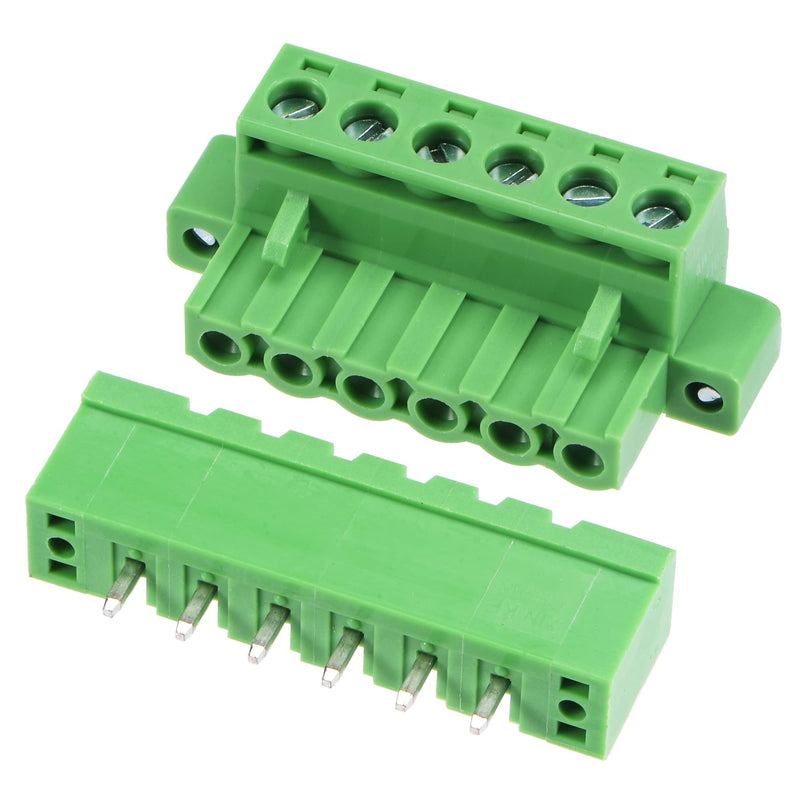 MECCANIXITY PCB Mount Screw Terminal Block 5.08mm Pitch 6 Pin 10A Straight Plug-in for Electrical, Instruments 10 Set