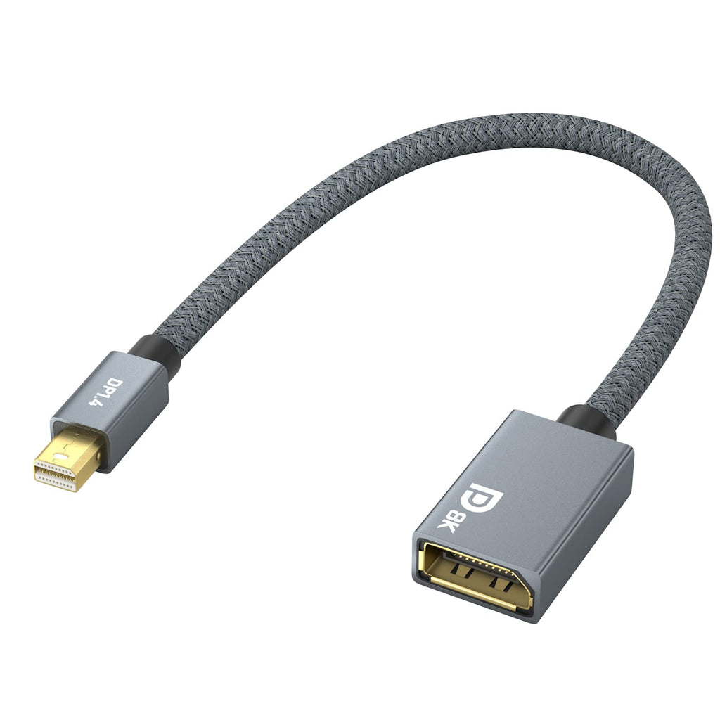 8K Mini Displayport to Displayport Adapter, Thunderbolt 2 to Displayport 1.4 Cable Support 8K@60Hz, 4K@144Hz, 2K@240Hz, Compatible with MacBook Air/Pro, Surface Pro/Dock and More 0.65FT