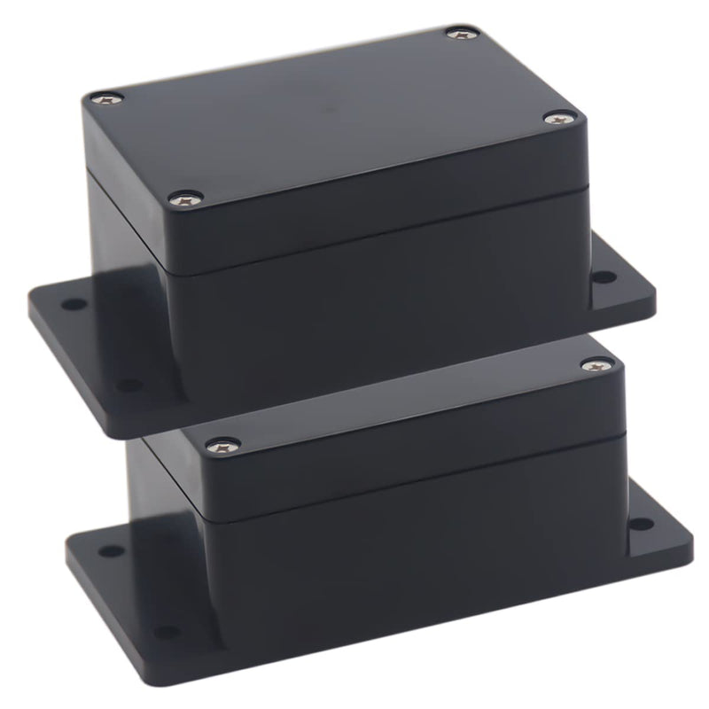YETLEBOX Watertight Junction Box, IP67 Waterproof Project Box Durable ABS Plastic Electronic Enclosure Case for DIY Electrical Project with Wall Fixed Ear 3.94" x 2.68" x 1.97"(100 x 68 x 50 mm) 2Pcs 3.94" x 2.68" x 1.97" 2Pcs