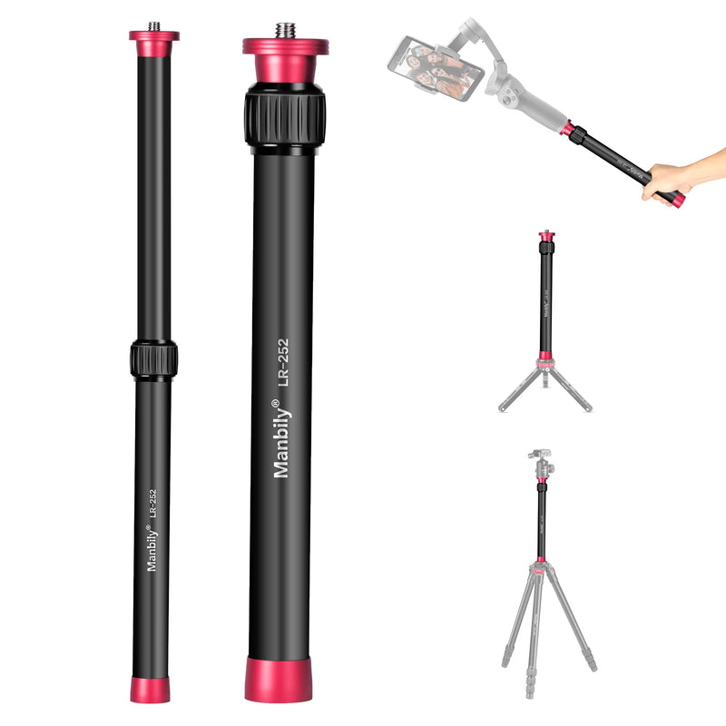 Manbily Gimbal Extension Pole Aluminium Tripod Centre Column Extension Rod 1/4" Thread 2 Section Tube for DJI OSMO Mobile 2 Zhiyun Smooth 4/Q Monopod DSLR Camera Phone Photo Selfies Video Vlog
