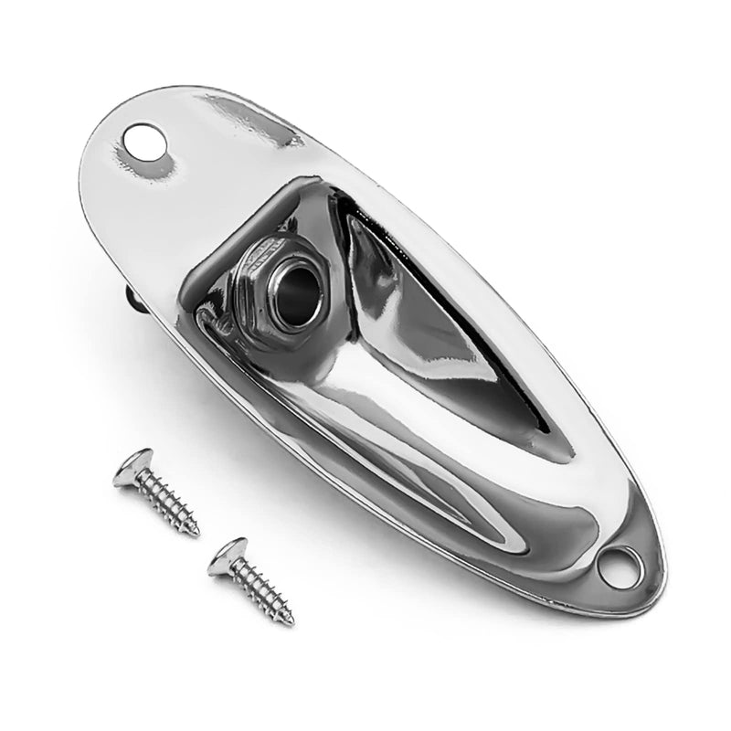 MAXCHEER Guitar Input Jack Socket Plate Output Loaded Boat Style 1/4 Inch with Screws for Fender Stratocaster Strat St Mono Electric Guitar for Electric Guitar Replacement Parts (Chrome) Chrome