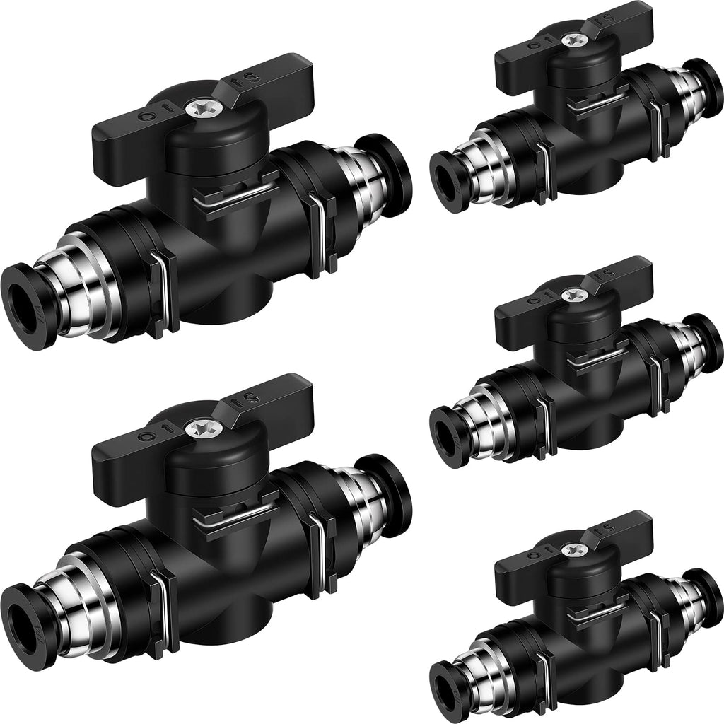 5 Pieces Pneumatic Ball Valve Push to Connect Fittings Ball Valve PVC Air Flow Control Valve Air Fittings Straight Quick Connect Union Air Quick Connect Air Hose Fittings (1/4" x 1/4" OD) 5 1/4" x 1/4" OD