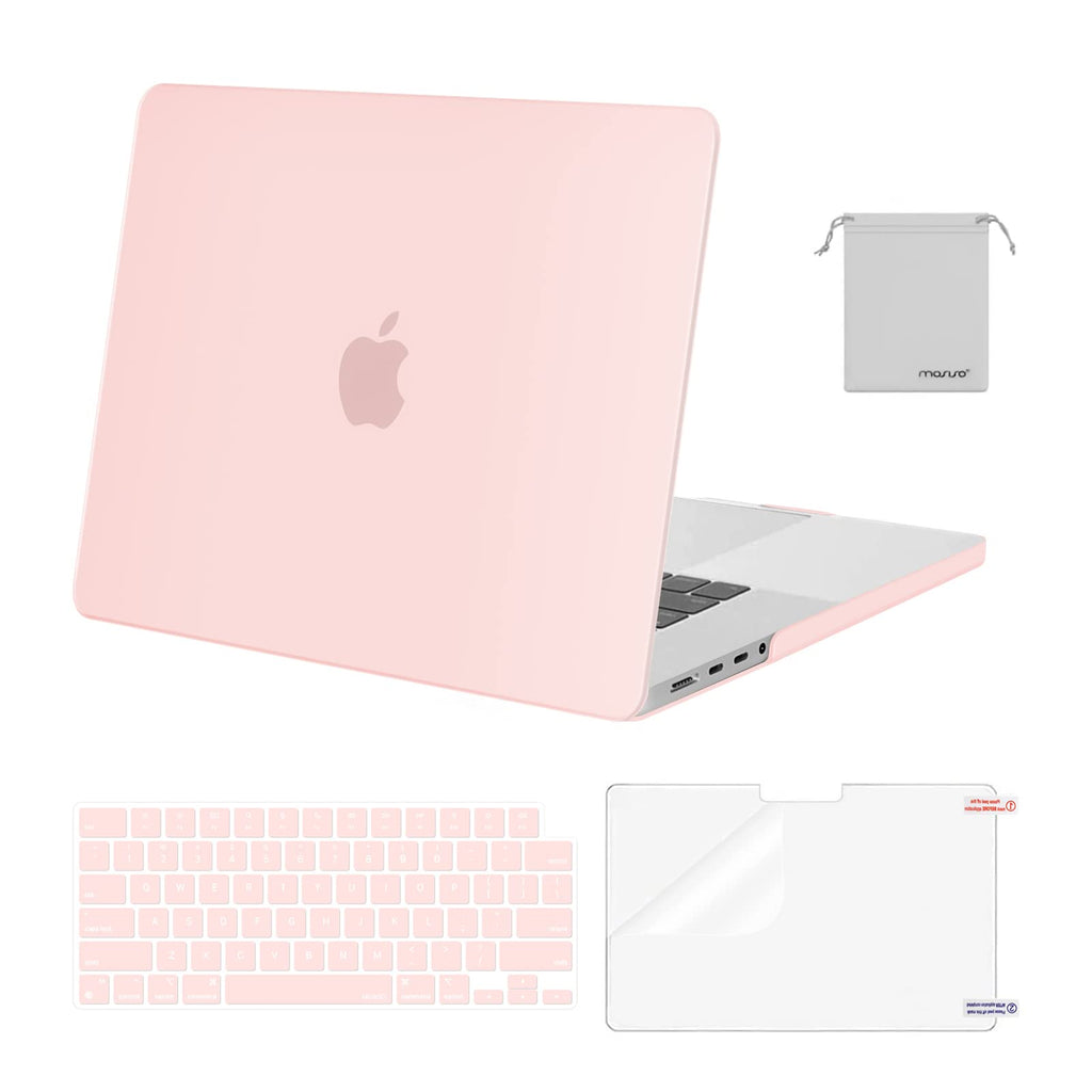 MOSISO Compatible with MacBook Pro 16 inch Case 2021 2022 Release A2485 M1 Pro/Max with Liquid Retina XDR Display Touch ID, Plastic Hard Shell&Keyboard Skin&Screen Protector&Storage Bag, Chalk Pink