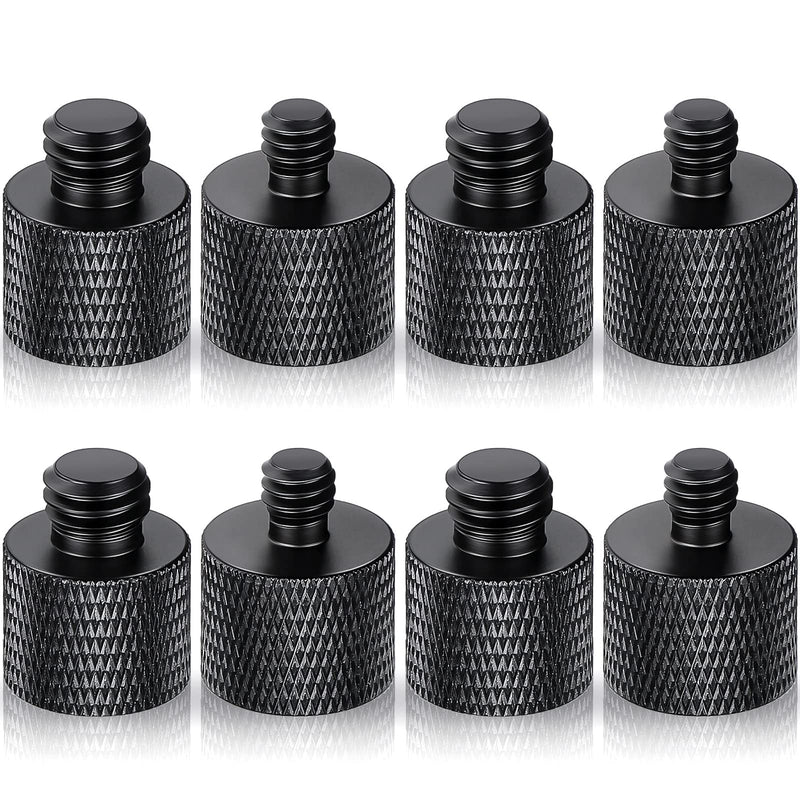 8 Pack Microphone Adapter 1/4 Male to 3/8 Female and 3/8 Male to 1/4 Female Camera Screw Adapter for Camera Tripod Stand Microphone Stand Mic Mount (Black) Black