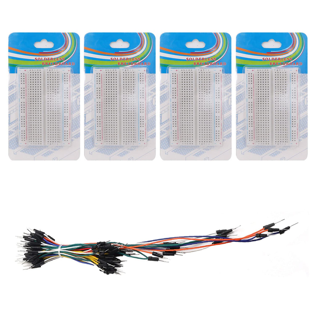 Seamaka Breadboards Kit Include 4PCS 400 Point Solderless Breadboards 65 Pieces Jumper Wire Kit Solderless Breadboards for Distribution Connecting Blocks O-H-003-X 4PCS 400 Point with Wire