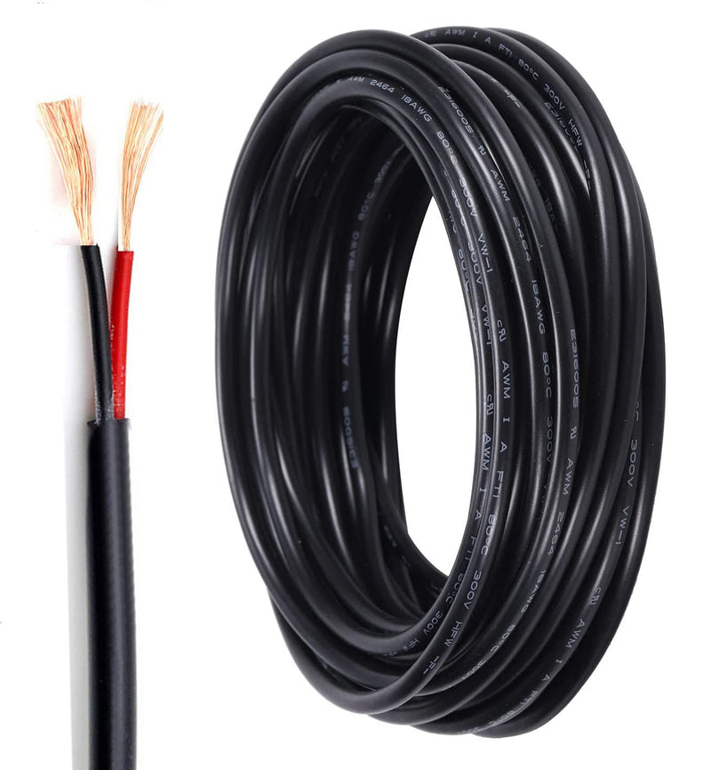 18 Gauge 2 Conductor Electrical Wire Stranded PVC Red & Black Cord Pure Copper Cable 10 M / 32.8FT LED Cable Flexible Extension Power Cord for Auto LED Lighting UL Listed (18 AWG) 18AWG Stranded Wire - 32.8 ft
