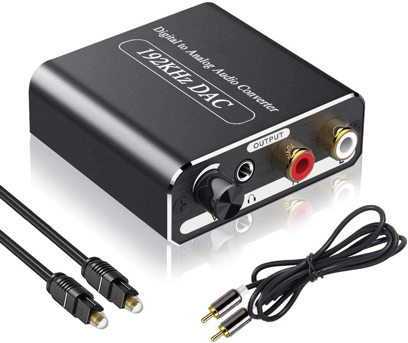 DAC Converter,Hdiwousp 192kHz Digital to Analog Audio Converter with Optical Coaxial Cable.Toslink to Stereo L/R 3.5mm Jack Audio Volume Adjustable Adapter for PS3 PS4 HDTV Home Cinema