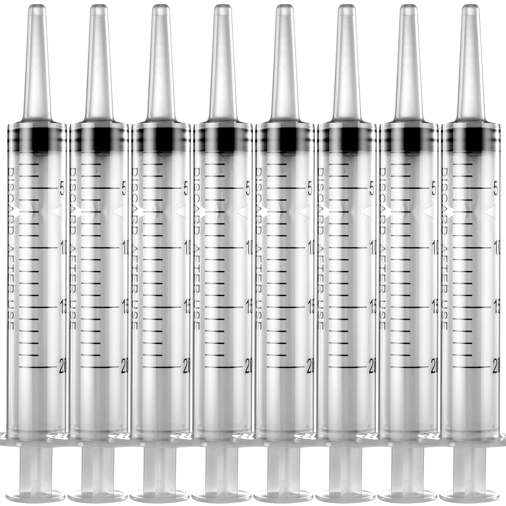 8 PACK 20 ML Large Syringes ,Plastic Garden Industrial Syringes for Scientific Labs, Measuring, Watering, Refilling, Filtration Multiple Uses
